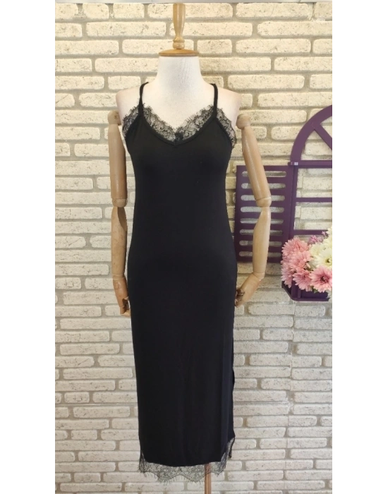 Dantel Detay Viskon Elbise