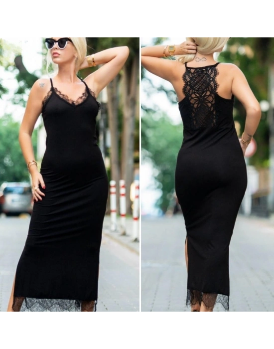 Dantel Detay Viskon Elbise