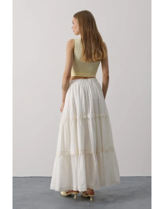 Dantel Detaylı Etek  Beyaz