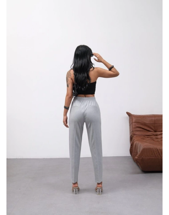 Dekorati̇f Düğmeli̇ Arka Bel Lasti̇kli̇ Pantolon