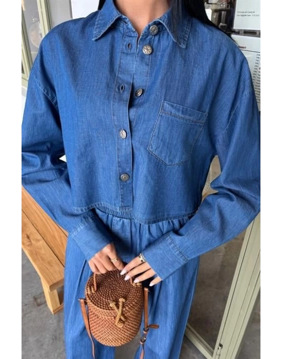 Denim Gömlek Plazzo Pantolon Takım 1016308