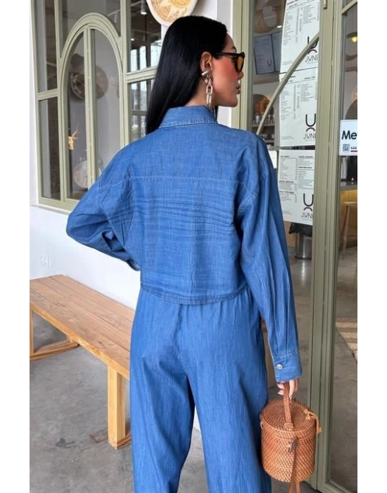 Denim Gömlek Plazzo Pantolon Takım 1016308