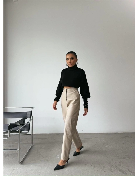 DERİ PANTOON DİZ PARÇAI  Taş