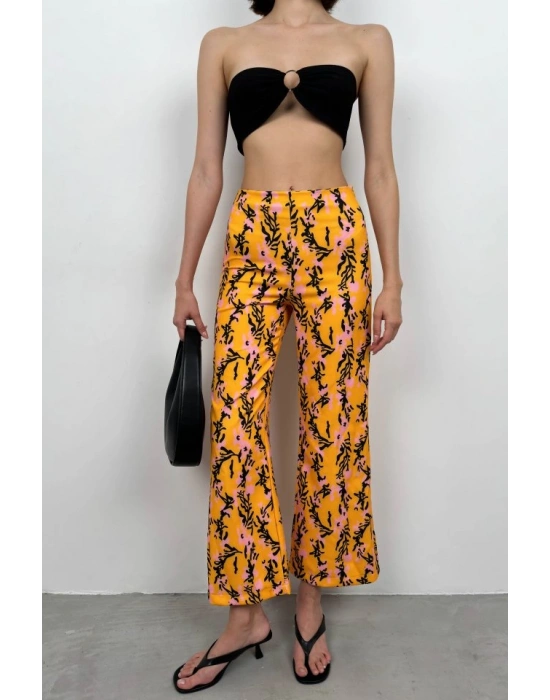 Desenli Boru Paça Pantolon