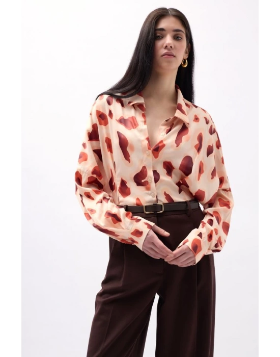 Desenli Crop Gömlek