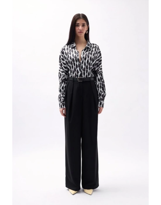 Desenli Crop Gömlek