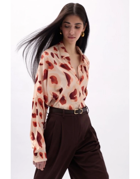 Desenli Crop Gömlek