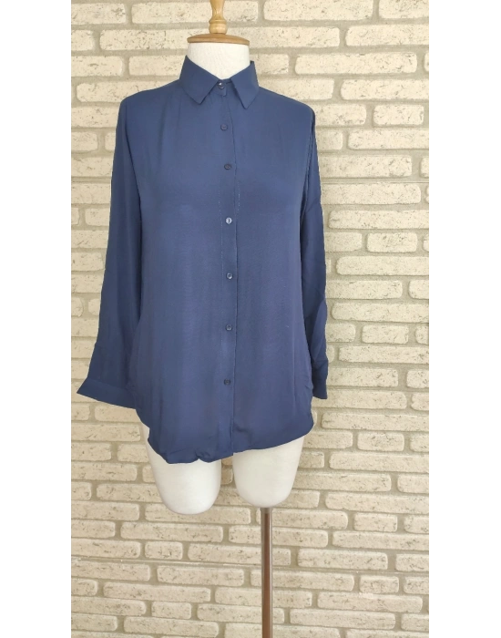 Dokuma Viskon KumaşEfsane Basic GömlekLacivert12 Renk 9 Bedenön 62Arka Orta Kısım 70 Cm