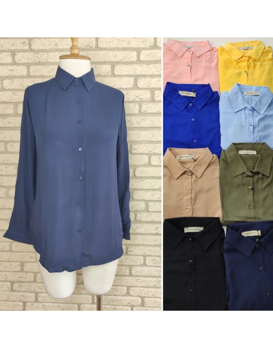 Dokuma Viskon KumaşEfsane Basic GömlekLacivert12 Renk 9 Bedenön 62Arka Orta Kısım 70 Cm