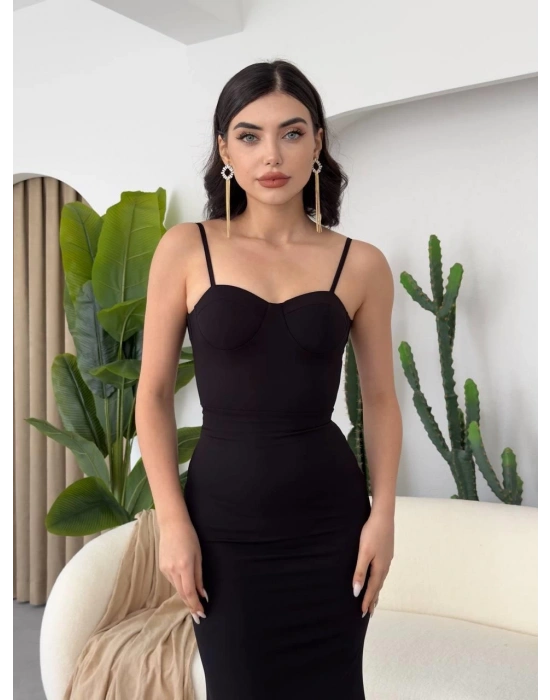 Dominic Eteği Büzgülü Midi Boy Elbise