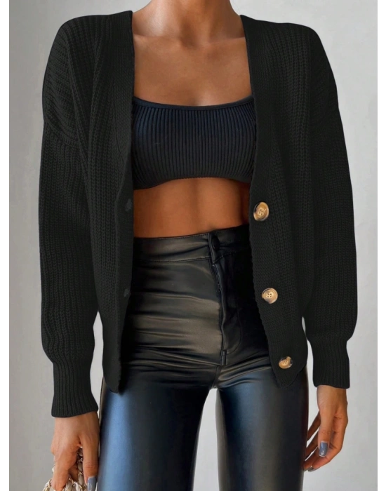 Düğme Detay Triko Bluz