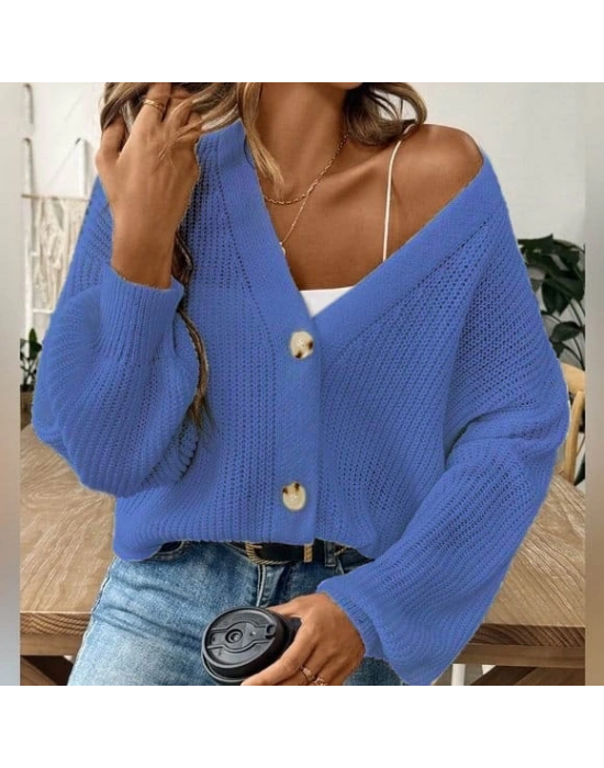 Düğme Detay Triko Bluz