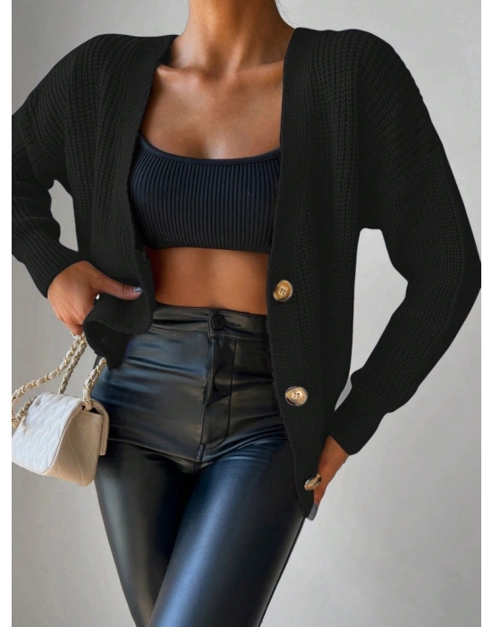 Düğme Detay Triko Bluz