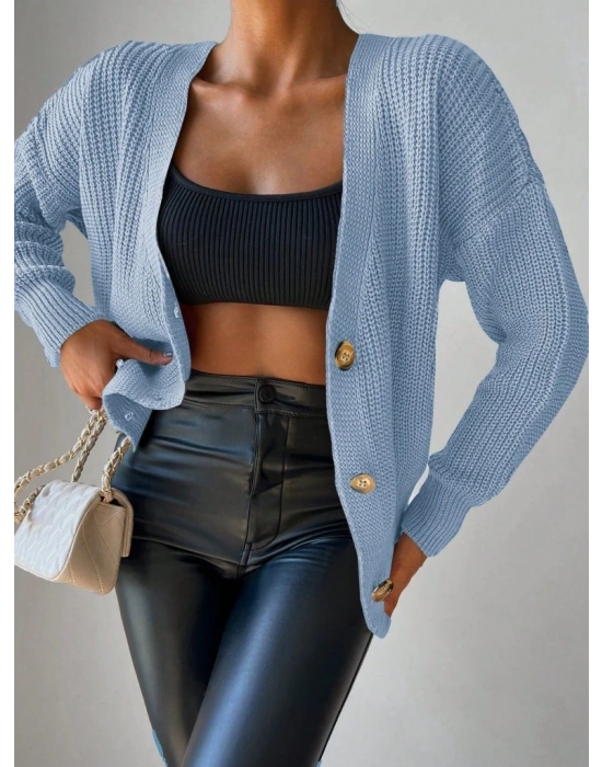 Düğme Detay Triko Bluz