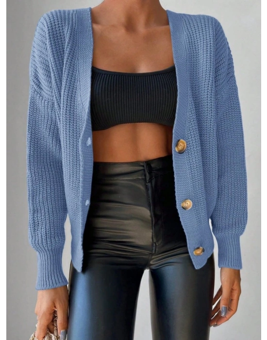 Düğme Detay Triko Bluz