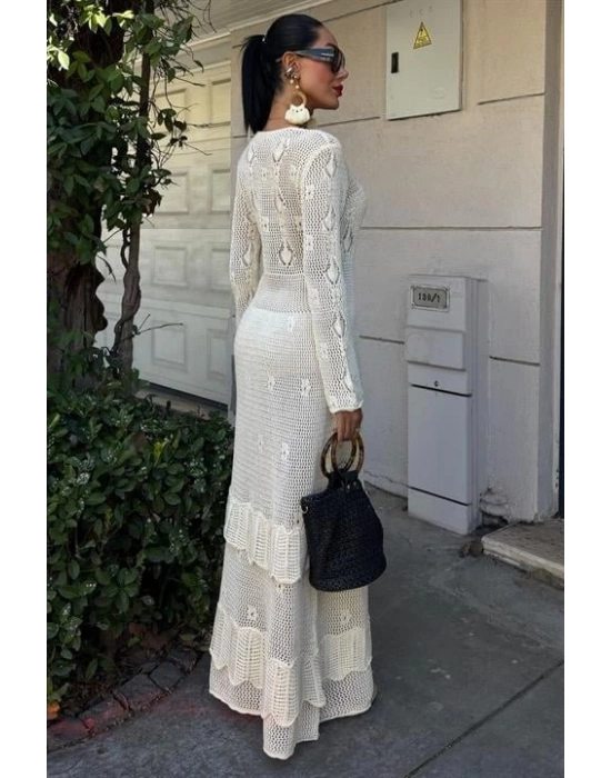 Düğme Detaylı Ve Kat Etekli Etnik Elbise 2859