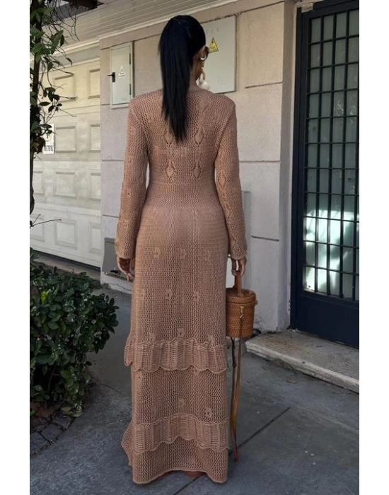 Düğme Detaylı Ve Kat Etekli Etnik Elbise 2859