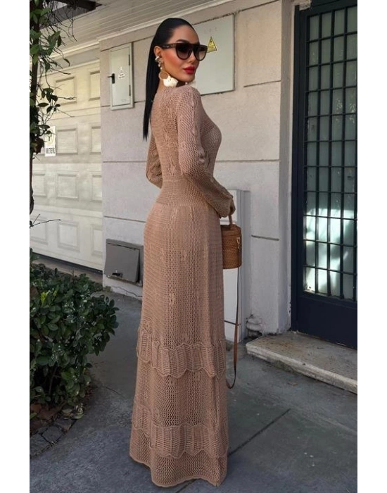 Düğme Detaylı Ve Kat Etekli Etnik Elbise 2859