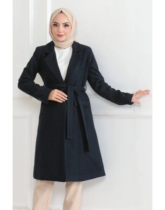 Düğmeli İçi Astarlı Kaşmir Kaşe Kaban  Antrasit