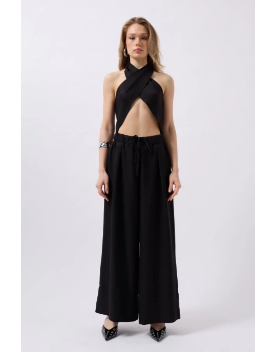 Düşük Bel Oversize Keten Pantolon