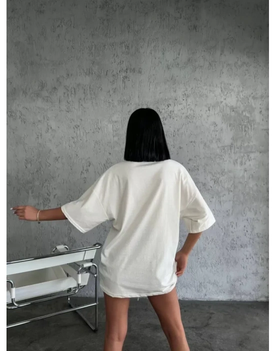 Düz Biskilet Yaka  Tshirt  Beyaz