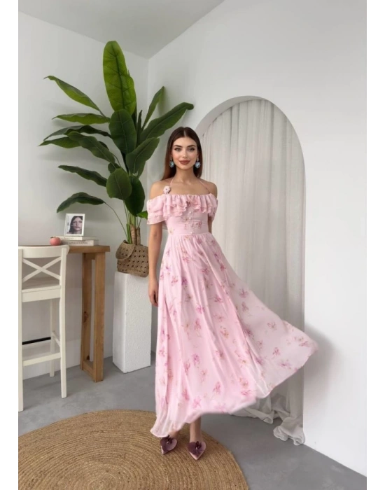 Elmi Çiçek Detaylı Elbise