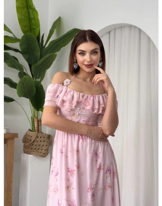 Elmi Çiçek Detaylı Elbise