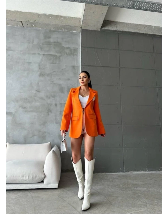 EO ETİKETİ ÇENGEİ İĞNE DETAYI CEKET  Orange