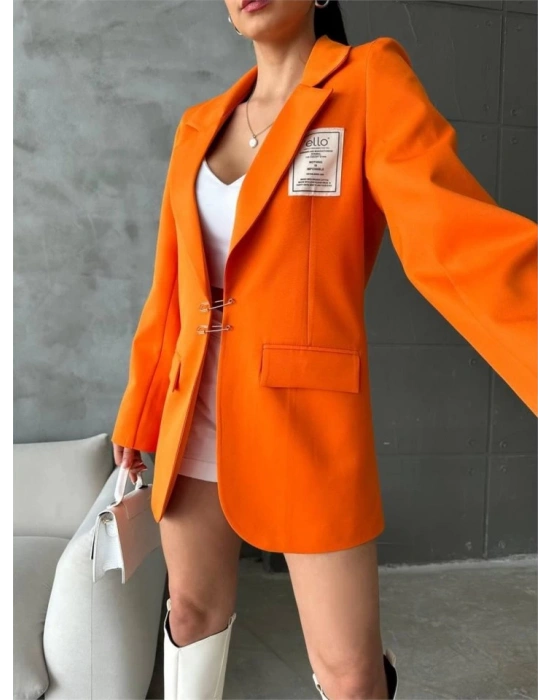 EO ETİKETİ ÇENGEİ İĞNE DETAYI CEKET  Orange