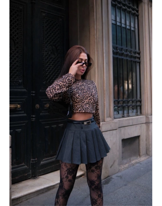 eopar Desenli Uzun Kollu Crop  eopar