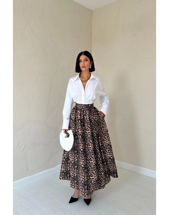 Leopar Leopar Büzgülü Uzun Etek