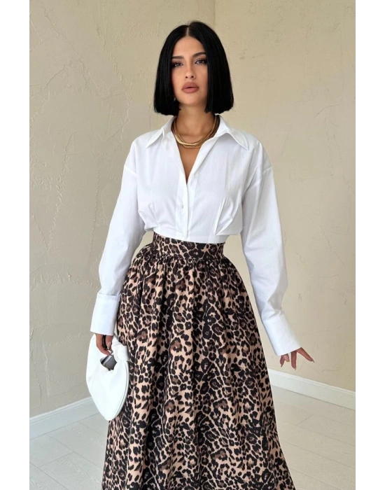 Leopar Leopar Büzgülü Uzun Etek