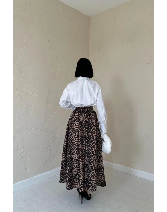 Leopar Leopar Büzgülü Uzun Etek