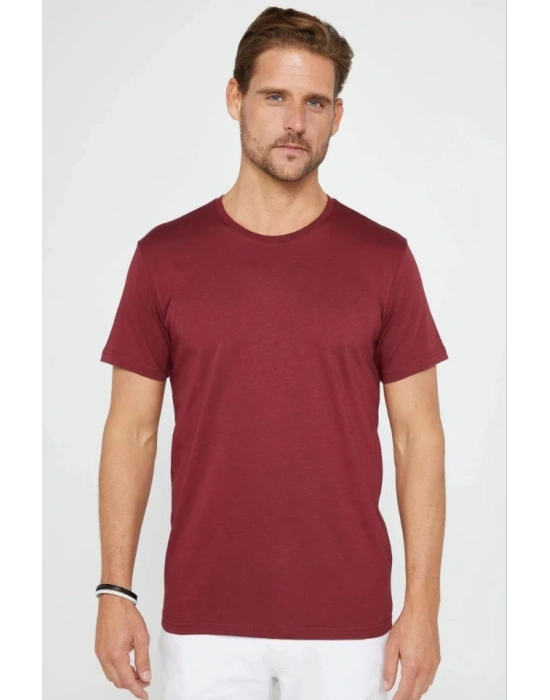Erkek 24/1 Düz A Kalite Oversize Tshirt  Bordo