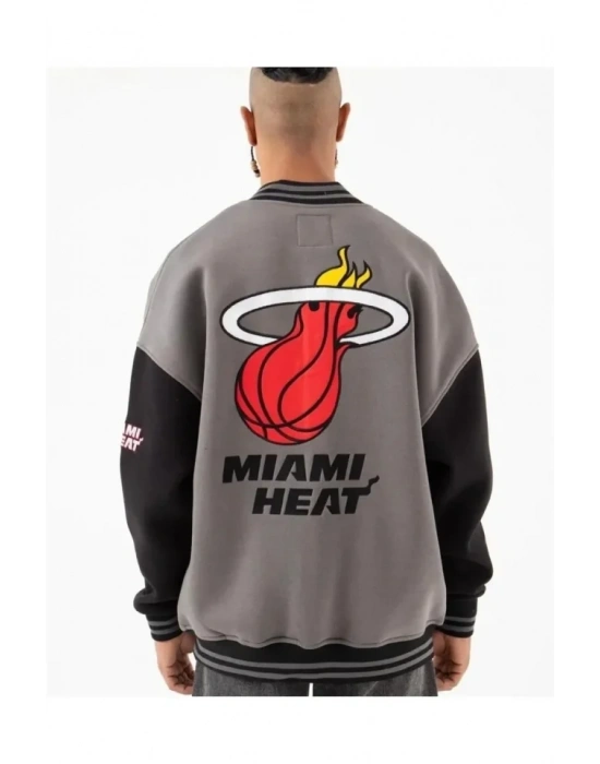 Erkek 28 Baskılı Oversize Üç İplik Kolej Ceket  Füme