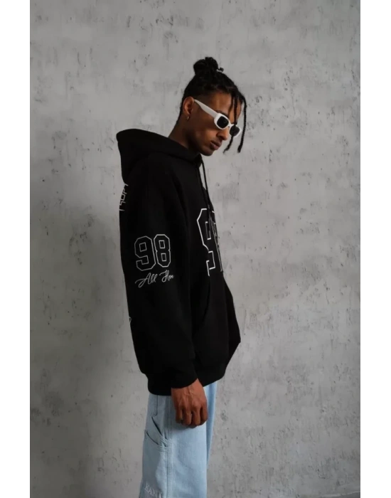 Erkek 93 Dijital Parça Baskılı Kapşonlu weat  iyah