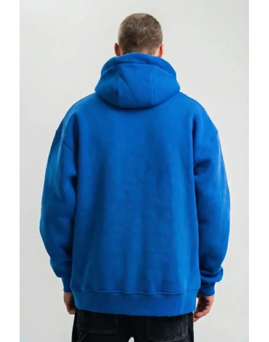 Erkek aks avi Double Oversize 3 İplik Pamuklu Kapüşonlu Kanguru Cepli weatshirt Hoodie  aks avi