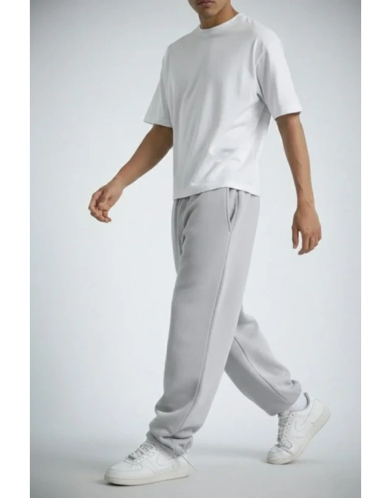 Erkek Baggy Alt Eşofman  Gri