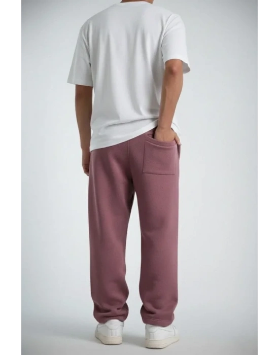 Erkek Baggy Alt Eşofman  Gül Kurusu