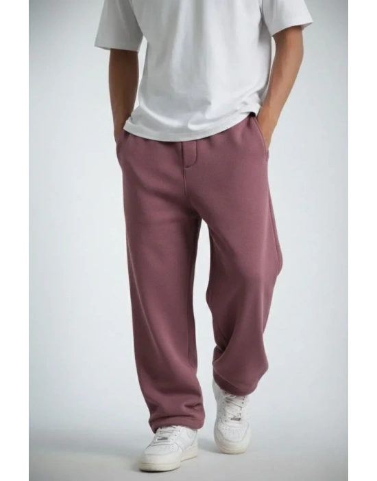 Erkek Baggy Alt Eşofman  Gül Kurusu