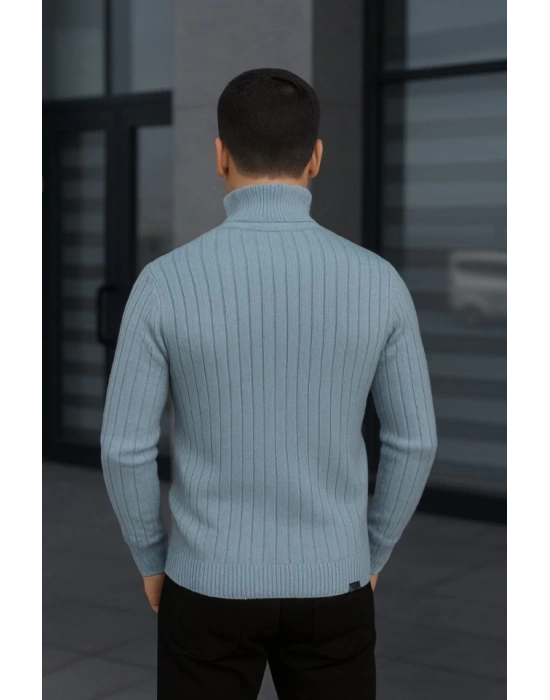 Erkek Balıkcı Yaka Bağazlı Triko Kazak Pamuklu Kalın Fitilli Dokuma, Regular Fit Uzun Kollu Kışlık odel  Bebe avisi