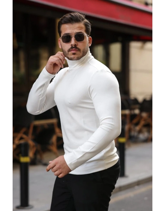 Erkek Balıkçı Yaka Modal Kumaş Esnek Kazak