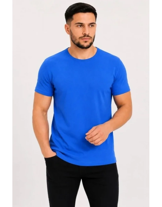 Erkek Basic Tişört Bisiklet Yaka Kısa Kol Günlük Yazlık lim Fit Thirt  aks avisi