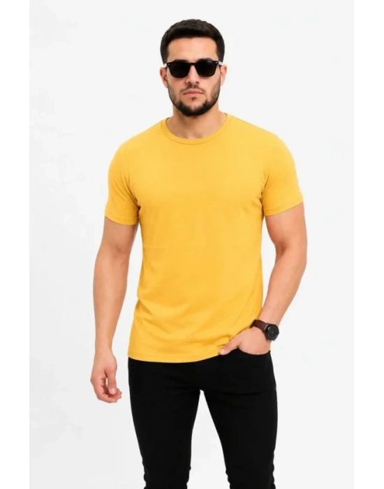 Erkek Basic Tişört Bisiklet Yaka Kısa Kol Günlük Yazlık lim Fit Thirt  arı