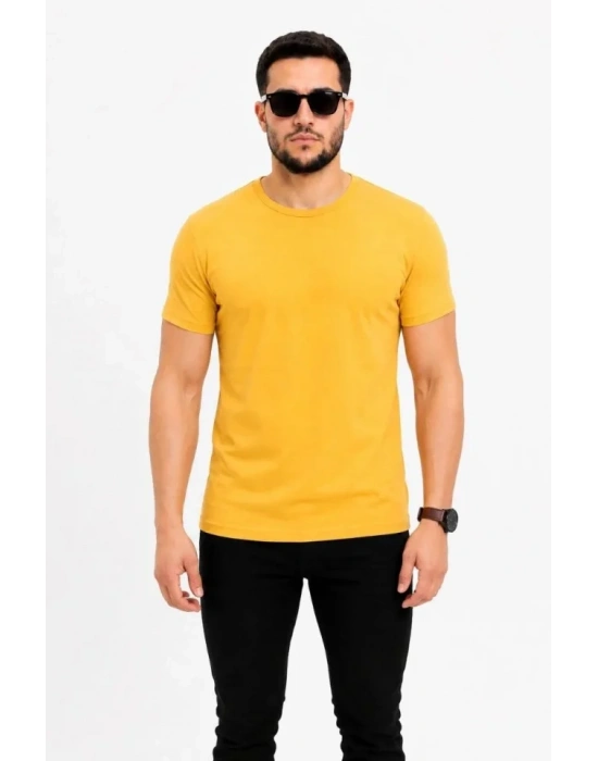 Erkek Basic Tişört Bisiklet Yaka Kısa Kol Günlük Yazlık lim Fit Thirt  arı