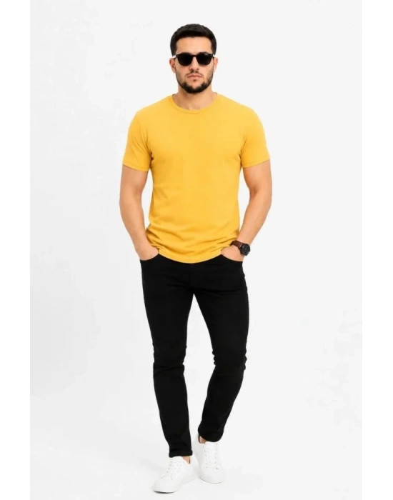 Erkek Basic Tişört Bisiklet Yaka Kısa Kol Günlük Yazlık lim Fit Thirt  arı