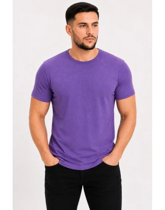 Erkek Basic Tişört Bisiklet Yaka Kısa Kol Günlük Yazlık lim Fit Thirt  or