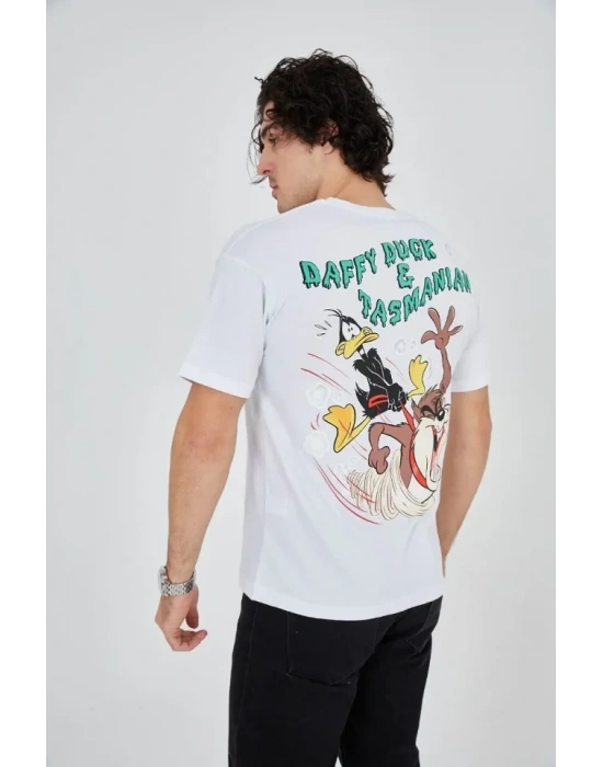 Erkek Baskılı 24/1 Penye Thirt  Beyaz