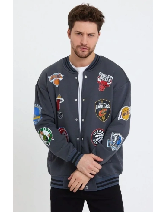 Erkek Baskılı Kolej Ceket  acivert