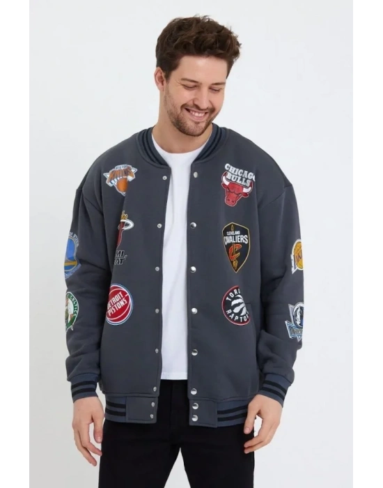 Erkek Baskılı Kolej Ceket  acivert